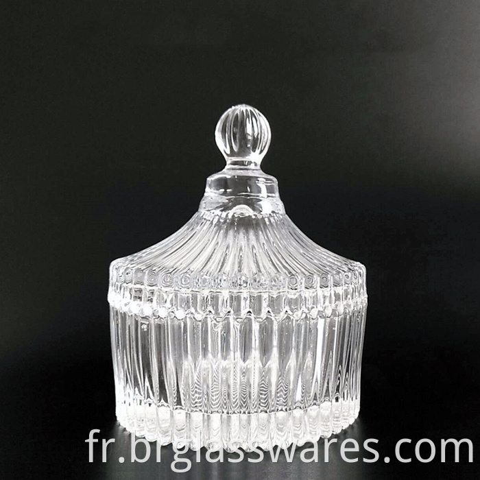 Frosted color ridged glass jars for candle